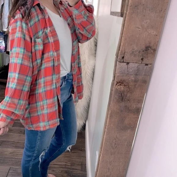 Rustic Outfitters vintage red plaid flannel button up size XLarge - Picture 3 of 8